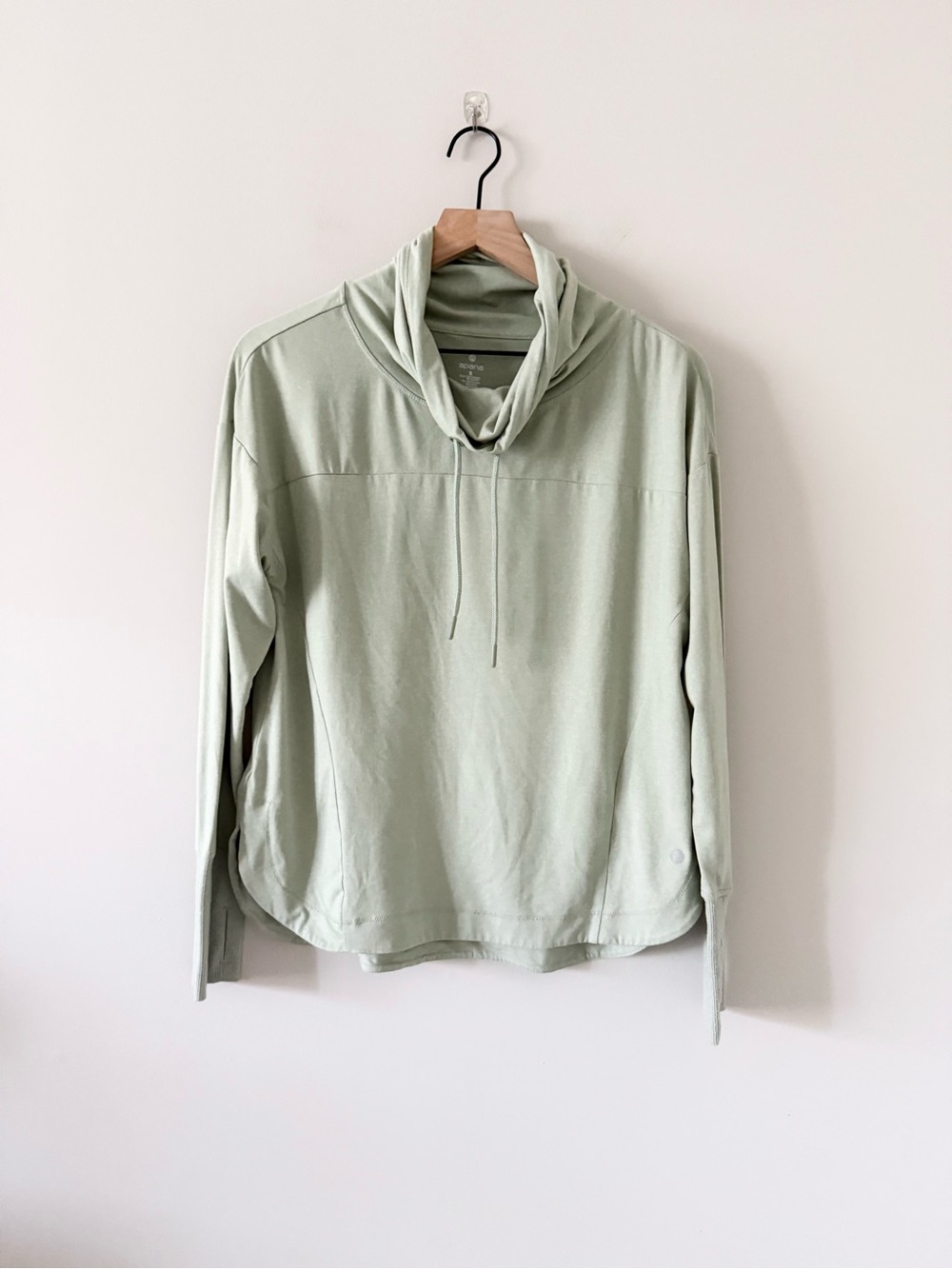 Apana Light Sage Cowl Neck Pullover Lightweight Athletic Long Sleeve Size S